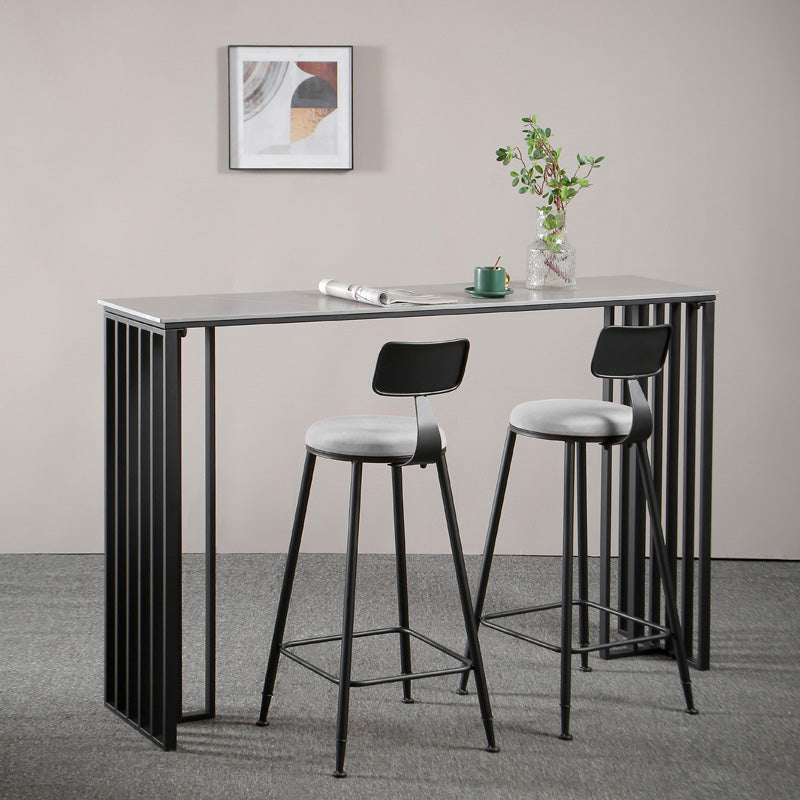 Modern Marble Table with Rectangle Table Top Black Sled Table - 42" H