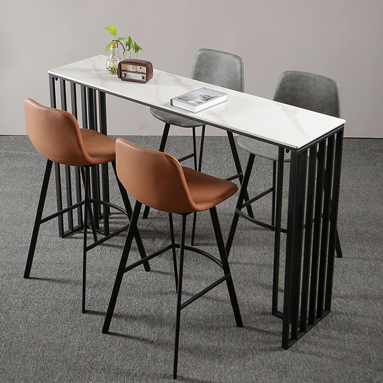 Modern Marble Table with Rectangle Table Top Black Sled Table - 42" H