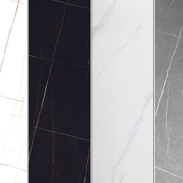 Modern Marble Table with Rectangle Table Top Black Sled Table - 42" H