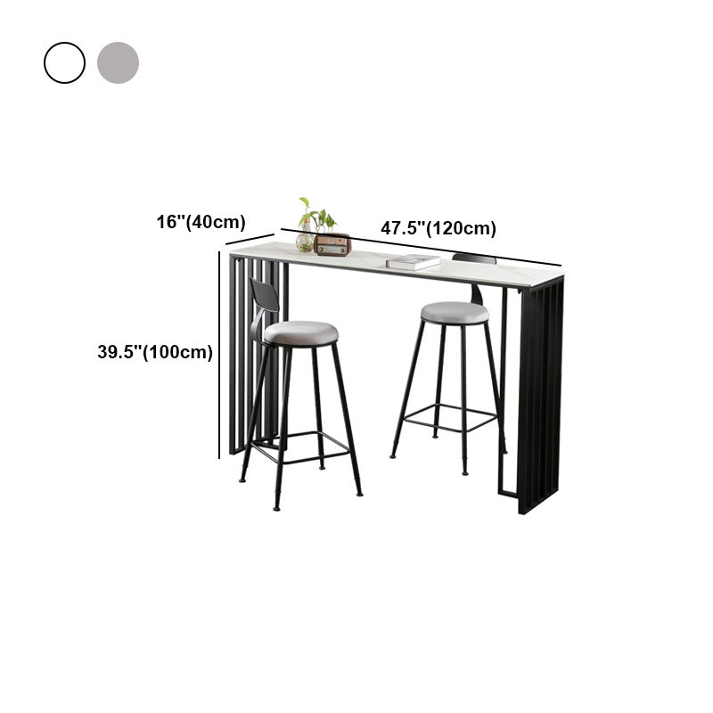 Modern Marble Table with Rectangle Table Top Black Sled Table - 42" H