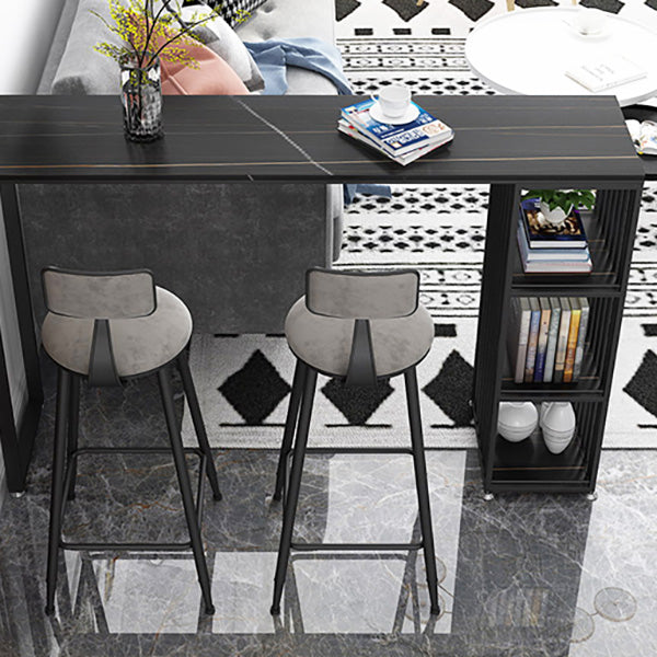 Glam Marble Counter Table with Rectangle Table Top Double Pedestal Table - 42" H