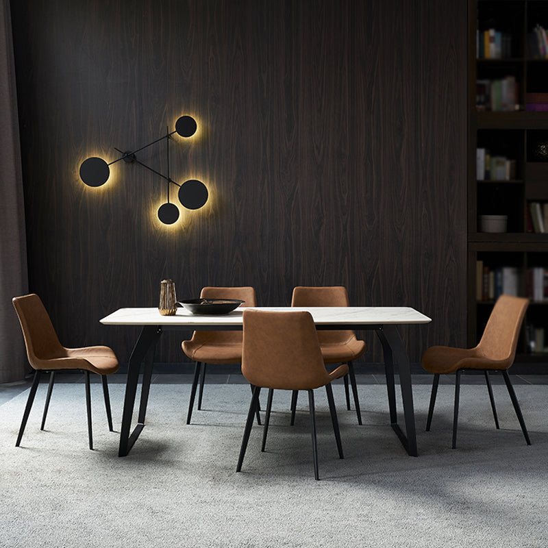 Modern 1/4/5/6/7 Pieces Furniture White Rectangle Sintered Stone Dining Room Set