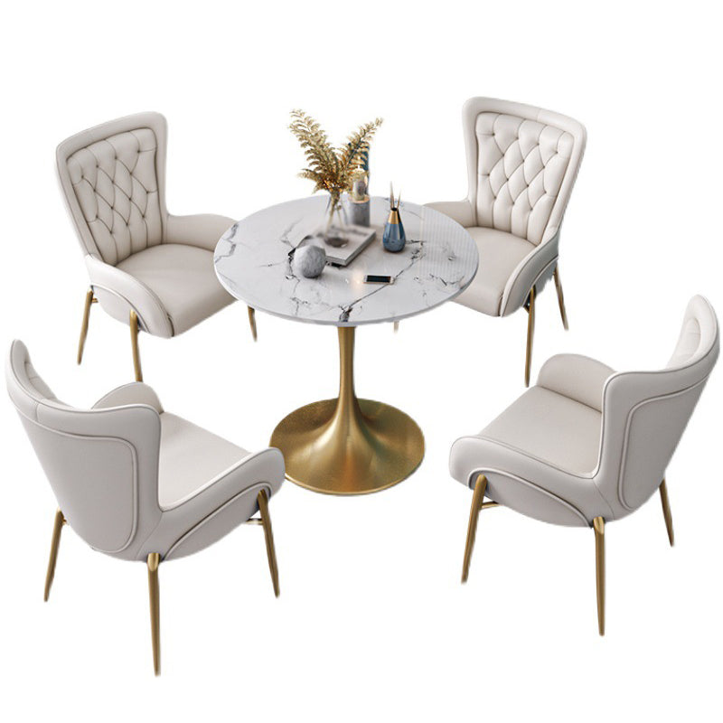 Glam Style 1/2/3/4/5 Pieces Dining Set Stone Top Dining Furniture Set for Living Room
