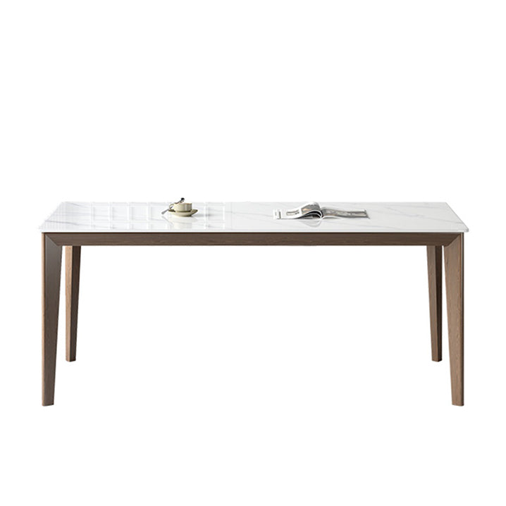 1/3/4/5 Pieces Ash Wood Dining Table Set with White Sintered Stone Top Modern Dinette Set