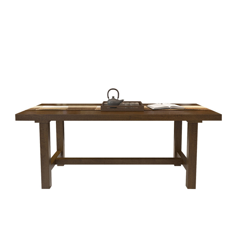 Rectangle traditionnel 1/2/5 Pièces Pièces à manger Tableau à manger à chevalets en bois avec chaise d'échelle