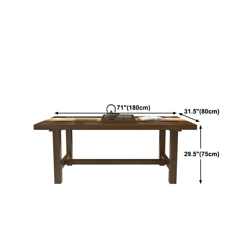 Rectangle traditionnel 1/2/5 Pièces Pièces à manger Tableau à manger à chevalets en bois avec chaise d'échelle