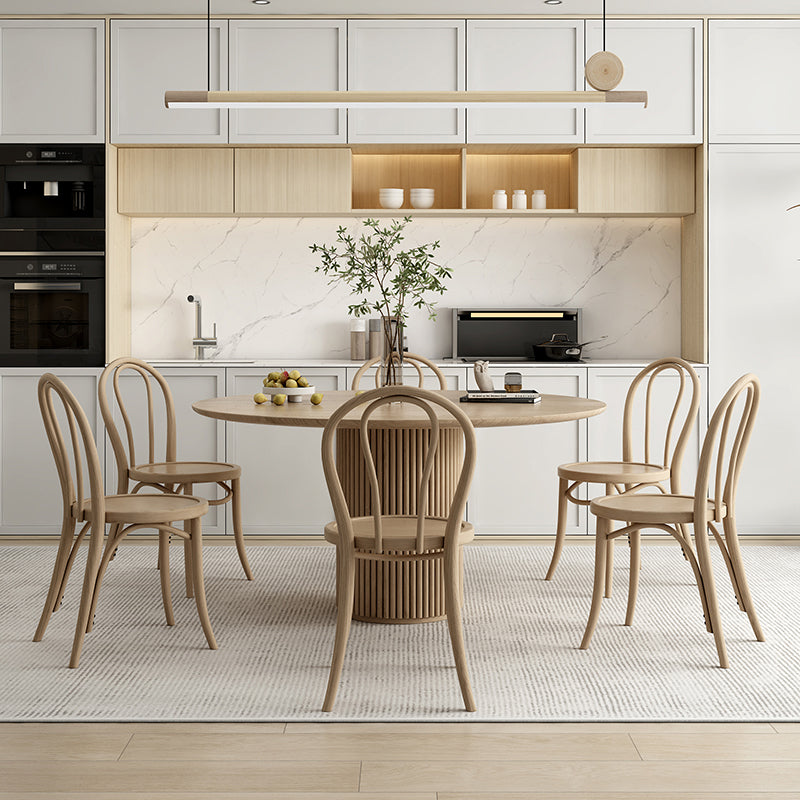 Ronde voetstuk Casual eettafel houten kleur vaste tafel met dennenhout massief hout