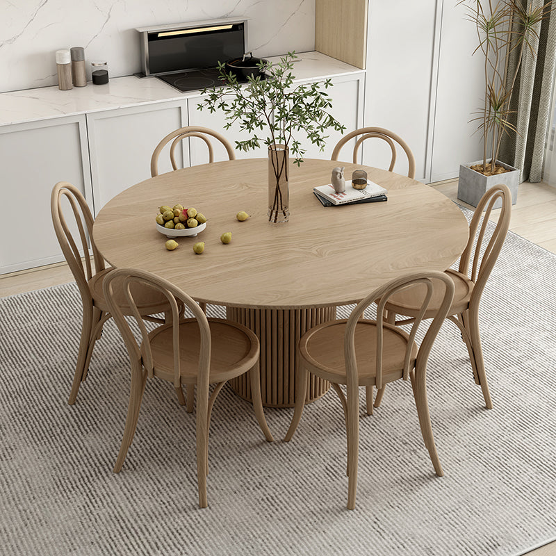 Ronde voetstuk Casual eettafel houten kleur vaste tafel met dennenhout massief hout