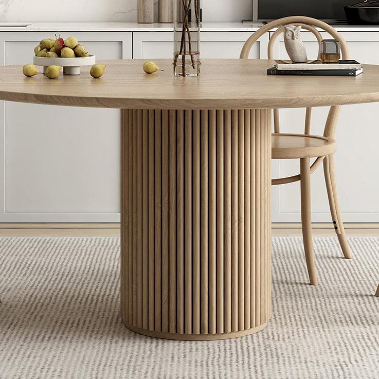 Ronde voetstuk Casual eettafel houten kleur vaste tafel met dennenhout massief hout