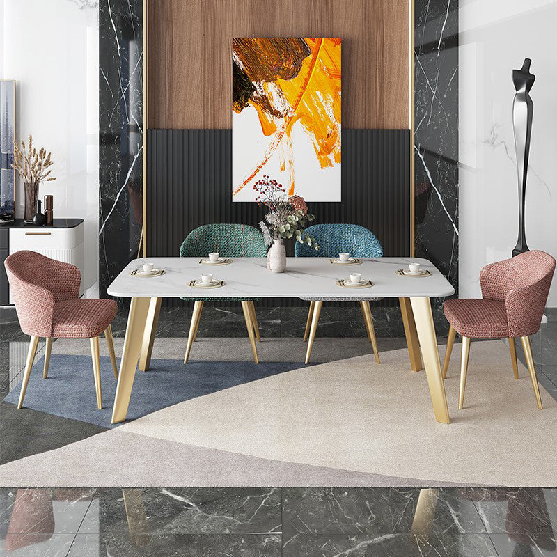 Rectangle Dining Site Table Traditional Luxury Stone Dining Room Collection with 4-foot