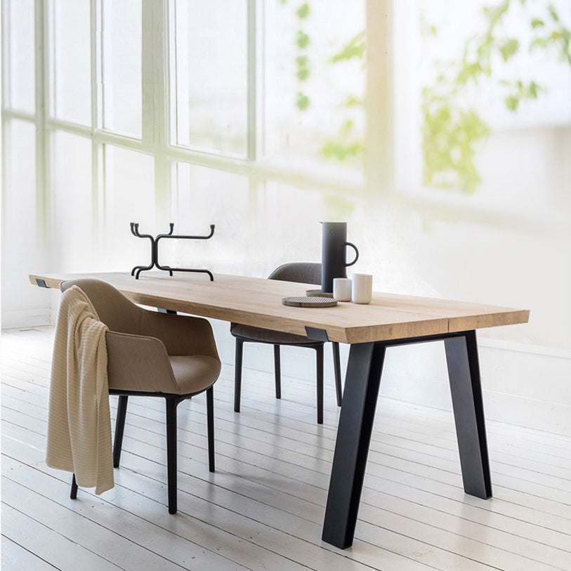 Rectangle 4 Legs Industrial Table Wood Color Fixed Table of Solid Wood