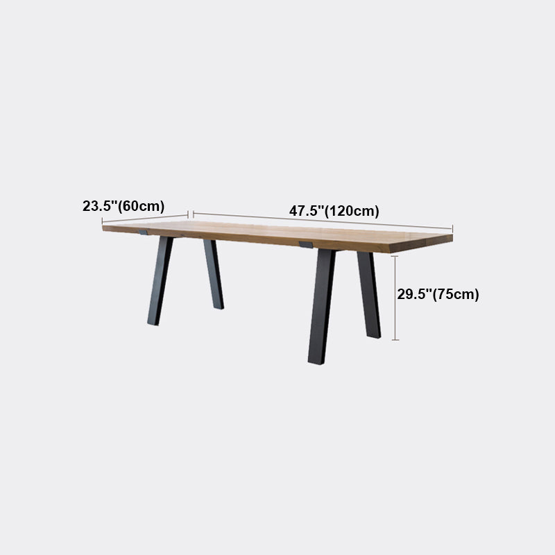 Rectangle 4 Legs Industrial Table Wood Color Fixed Table of Solid Wood