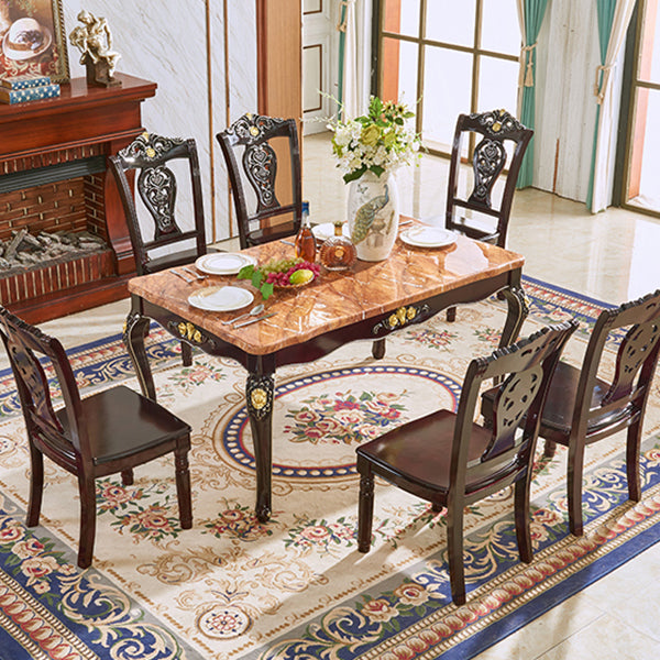 Solid Wood Base Dining Collection Rectangle Dining Table for Dining Room