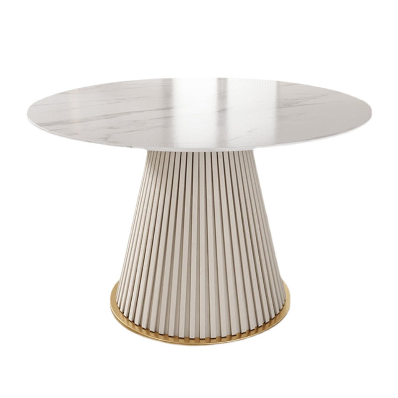 Mesa de comedor redonda de piedra sinterizada, mesa de comedor tradicional de lujo para el hogar