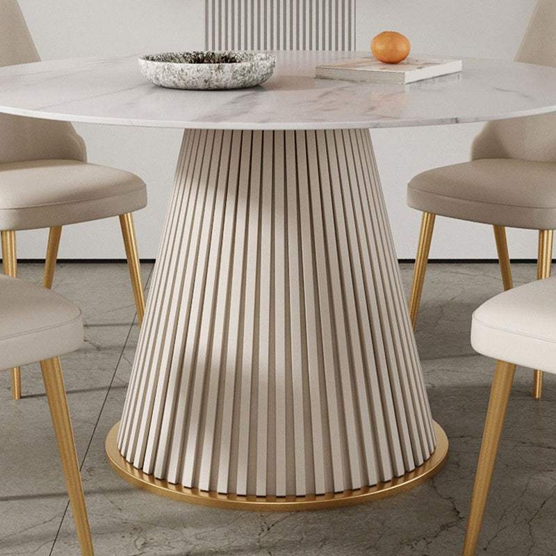 Mesa de comedor redonda de piedra sinterizada, mesa de comedor tradicional de lujo para el hogar