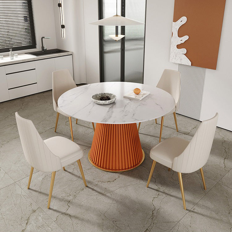 Mesa de comedor redonda de piedra sinterizada, mesa de comedor tradicional de lujo para el hogar