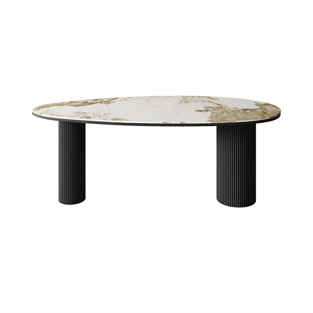Sintered Stone Top Dining Table Oval Table with Metal Base and 3 Legs