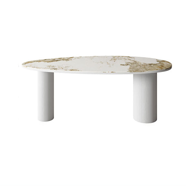 Sintered Stone Top Dining Table Oval Table with Metal Base and 3 Legs