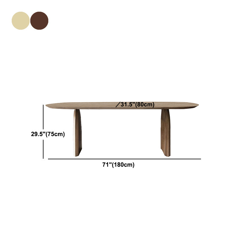 Oval Double Pedestal Modern Dining Table Fixed Table with Pinewood