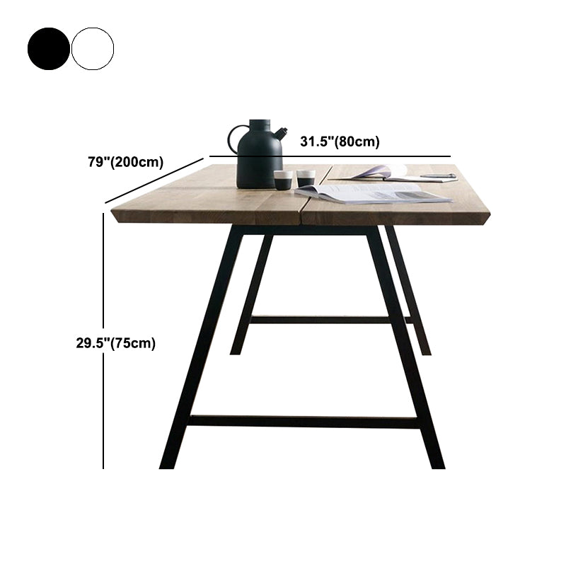Rectangle Luxury Dining Table Double Pedestal Fixed Table with Solid Wood