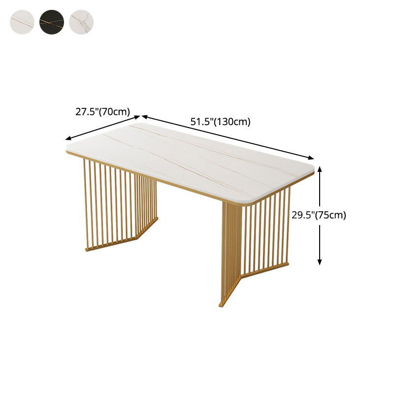Sintered Stone Dining Table Traditional Luxury Gold Frame Table