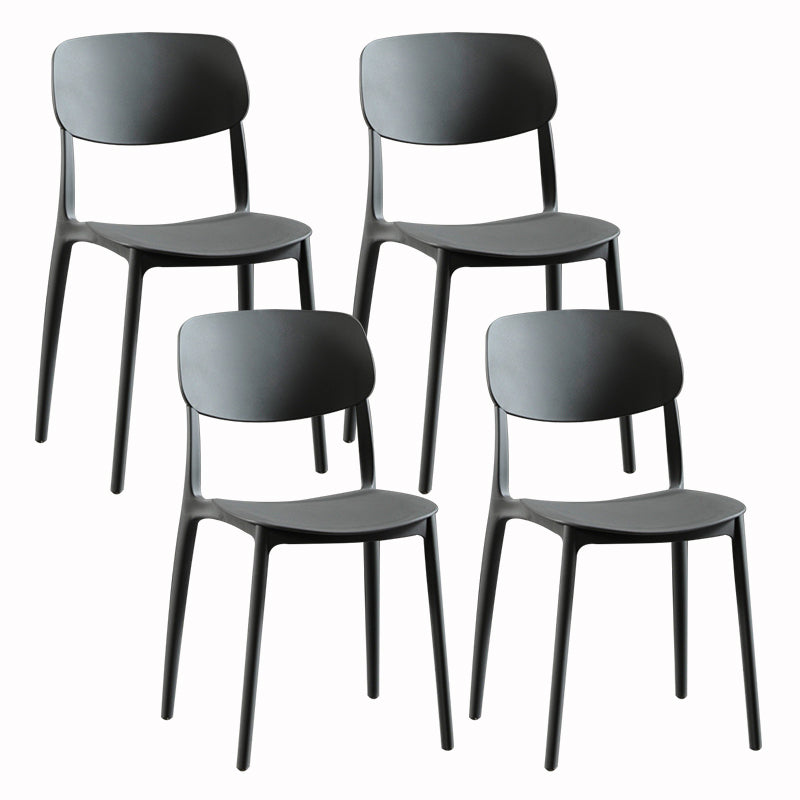 Sillas modernas de comedor y acento Silla sin brazos con respaldo abierto de plástico para interiores y exteriores