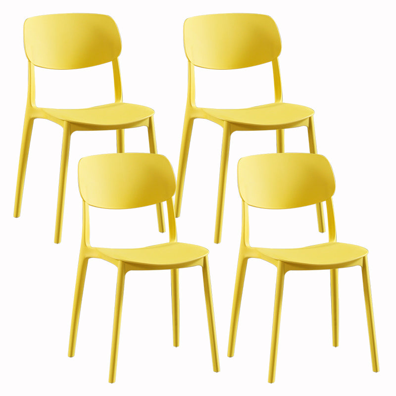 Sillas modernas de comedor y acento Silla sin brazos con respaldo abierto de plástico para interiores y exteriores