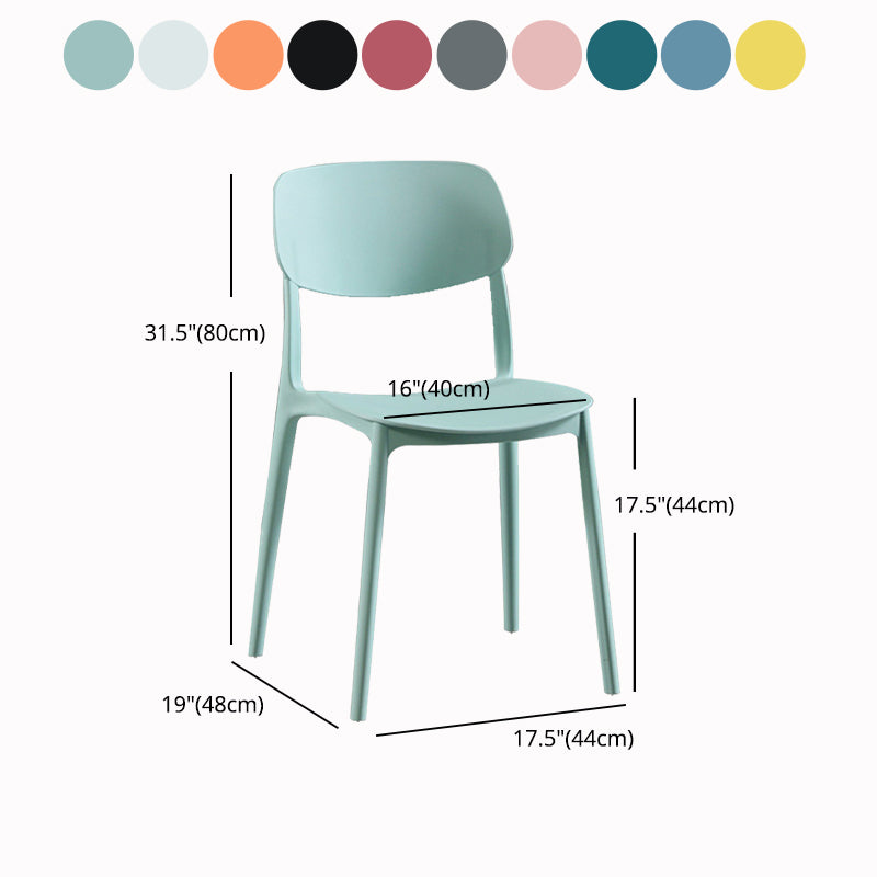 Sillas modernas de comedor y acento Silla sin brazos con respaldo abierto de plástico para interiores y exteriores