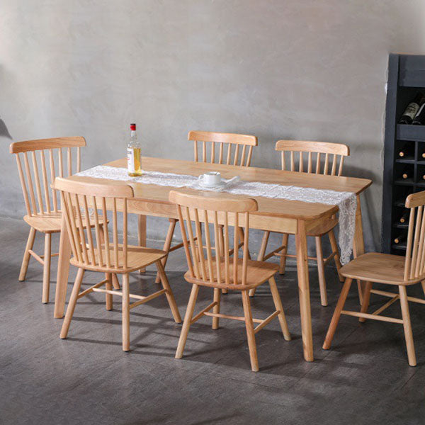 Silla auxiliar de madera contemporánea con acabado mate, respaldo de listones, silla de comedor