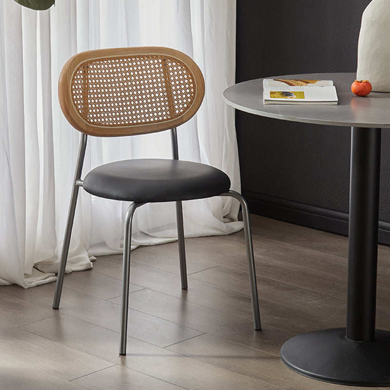 Industrieel ontwerp kunstleer eetkamerstoelen stoel met open achterkant