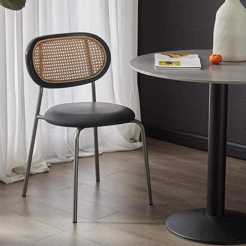 Industrieel ontwerp kunstleer eetkamerstoelen stoel met open achterkant