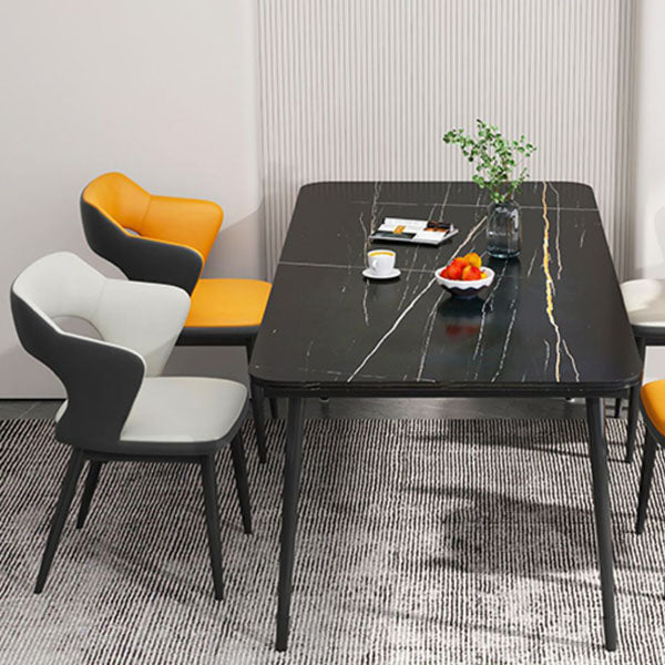Silla de comedor tapizada casera contemporánea con respaldo abierto y acabado mate