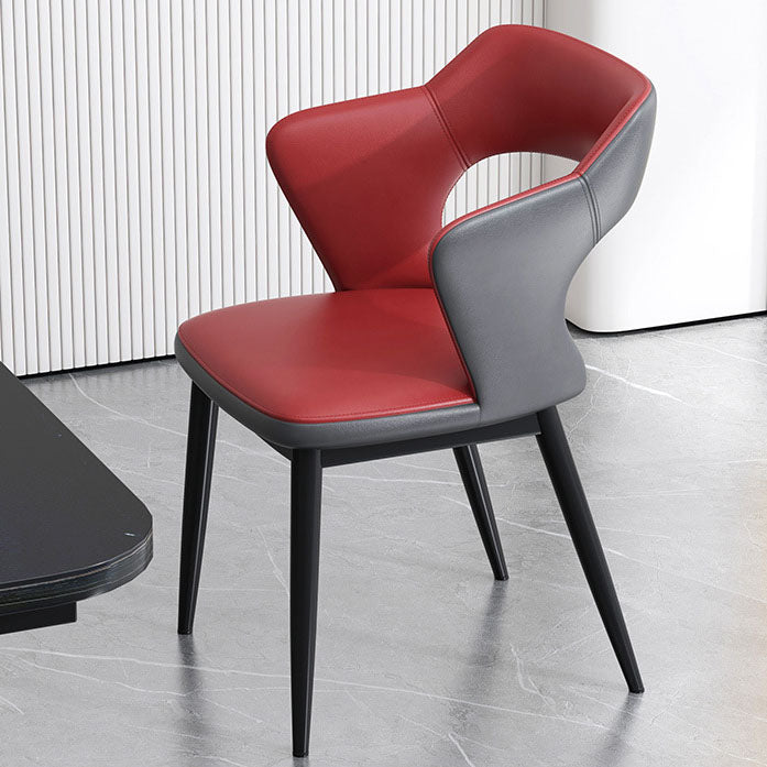 Silla de comedor tapizada casera contemporánea con respaldo abierto y acabado mate