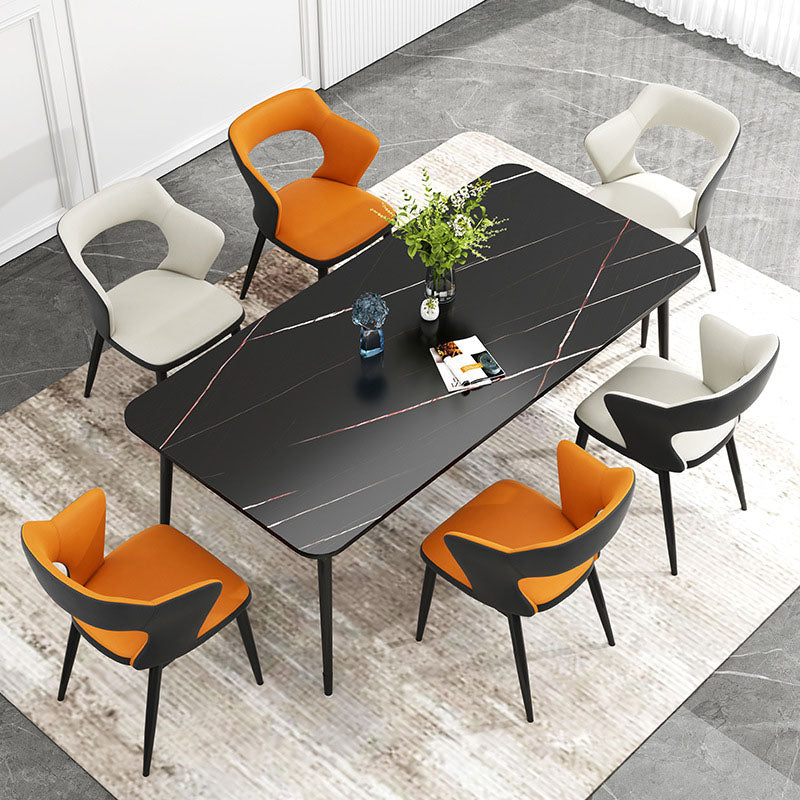 Silla de comedor tapizada casera contemporánea con respaldo abierto y acabado mate
