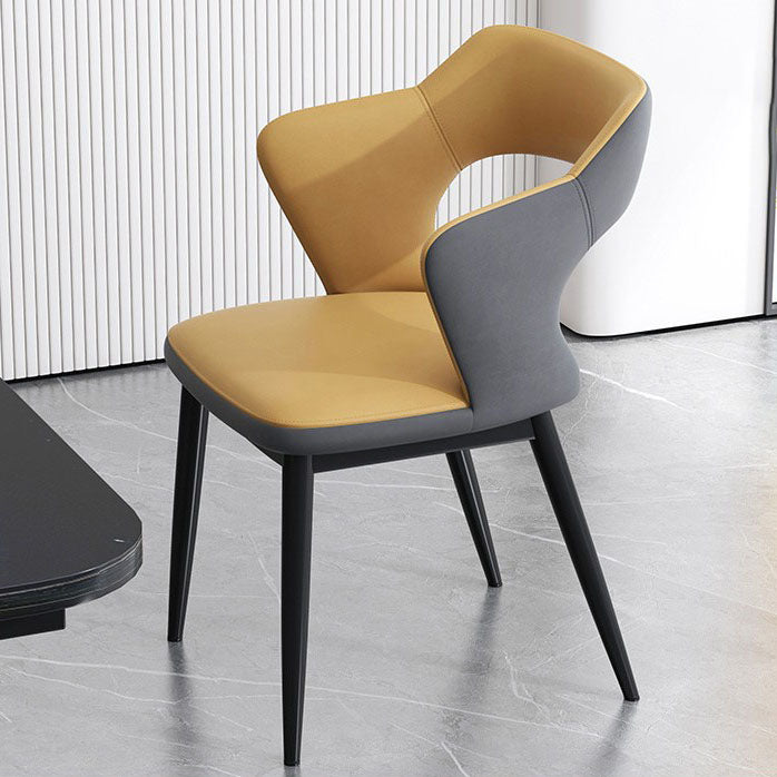 Silla de comedor tapizada casera contemporánea con respaldo abierto y acabado mate