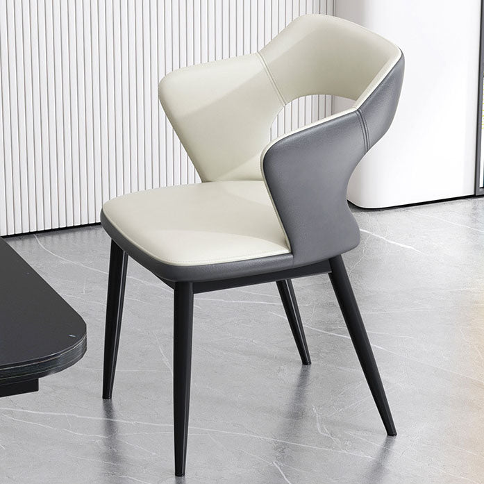 Eigentijdse, gestoffeerde fauteuil voor thuis, matte afwerking, eetkamerstoel met open rug
