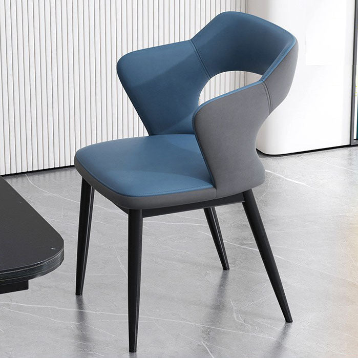 Silla de comedor tapizada casera contemporánea con respaldo abierto y acabado mate