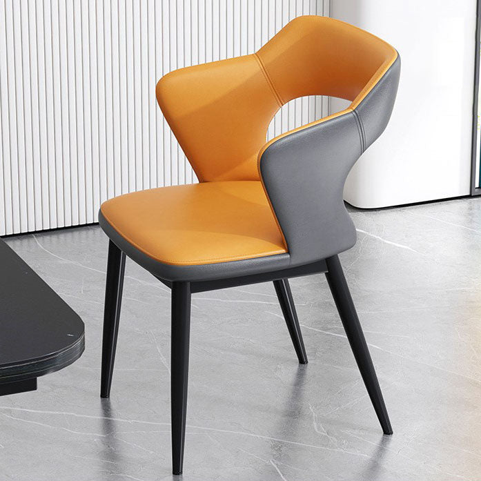 Silla de comedor tapizada casera contemporánea con respaldo abierto y acabado mate