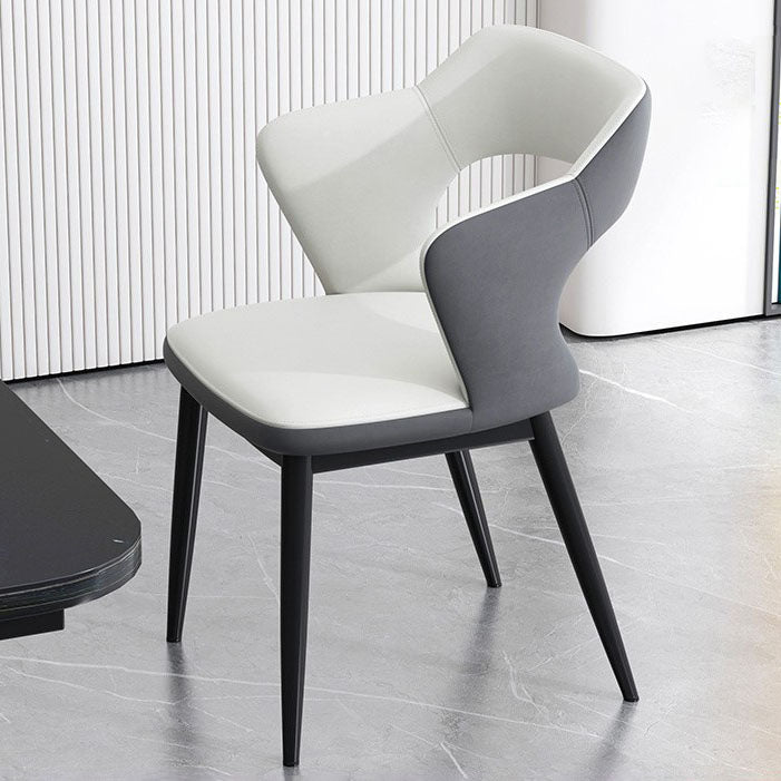 Eigentijdse, gestoffeerde fauteuil voor thuis, matte afwerking, eetkamerstoel met open rug