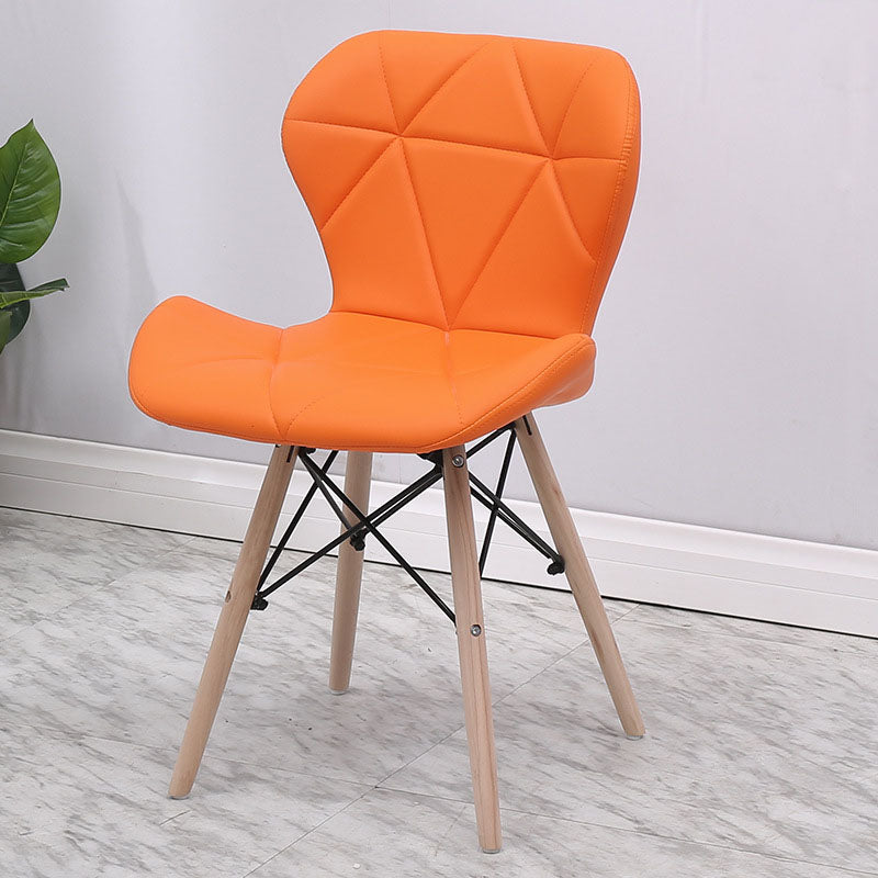Contemporary Beech Wingback Side Chair Matte Finish Upholstered Dining Chair