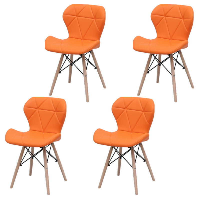 Contemporary Beech Wingback Side Chair Matte Finish Upholstered Dining Chair