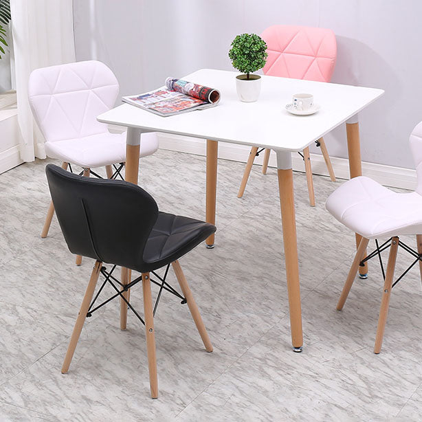 Contemporary Beech Wingback Side Chair Matte Finish Upholstered Dining Chair
