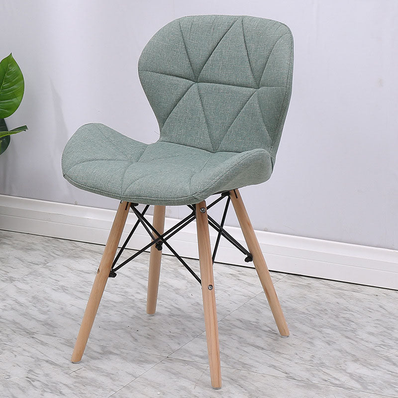 Contemporary Beech Wingback Side Chair Matte Finish Upholstered Dining Chair