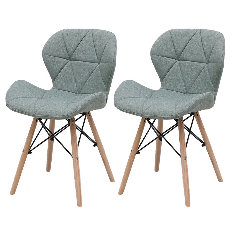Contemporary Beech Wingback Side Chair Matte Finish Upholstered Dining Chair