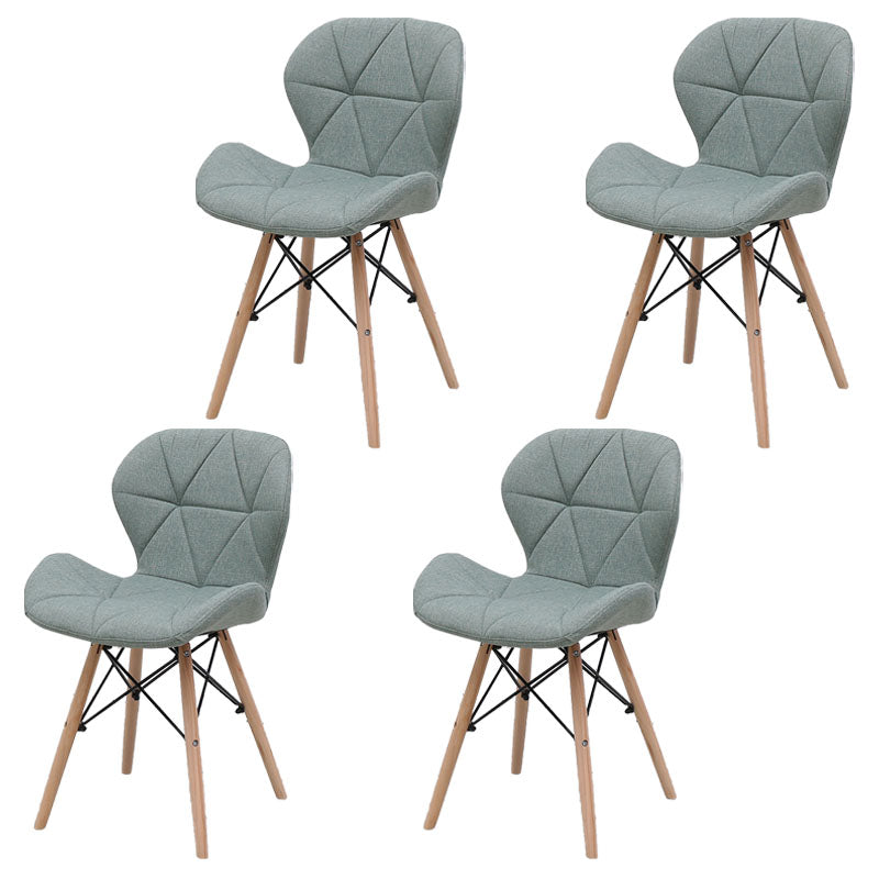 Contemporary Beech Wingback Side Chair Matte Finish Upholstered Dining Chair