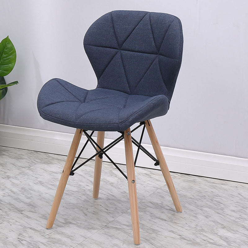 Contemporary Beech Wingback Side Chair Matte Finish Upholstered Dining Chair