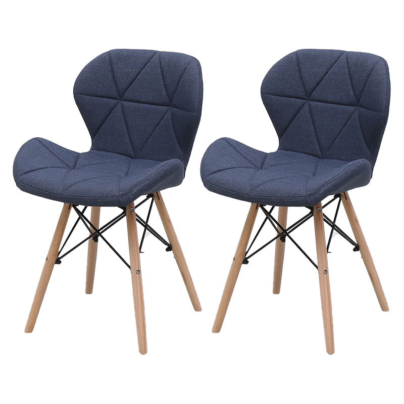Contemporary Beech Wingback Side Chair Matte Finish Upholstered Dining Chair