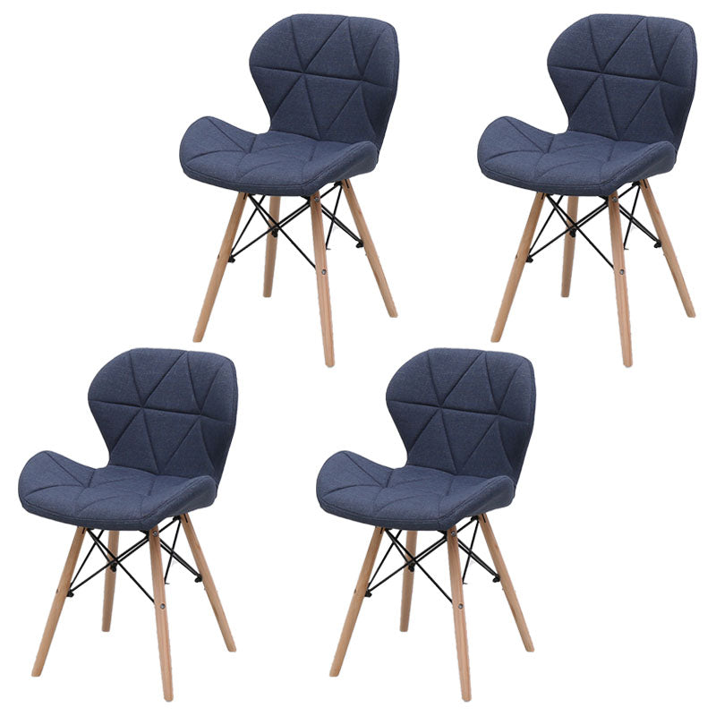 Contemporary Beech Wingback Side Chair Matte Finish Upholstered Dining Chair