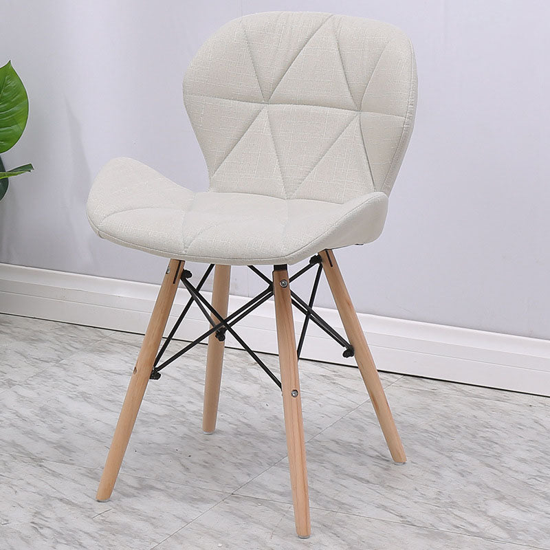 Contemporary Beech Wingback Side Chair Matte Finish Upholstered Dining Chair