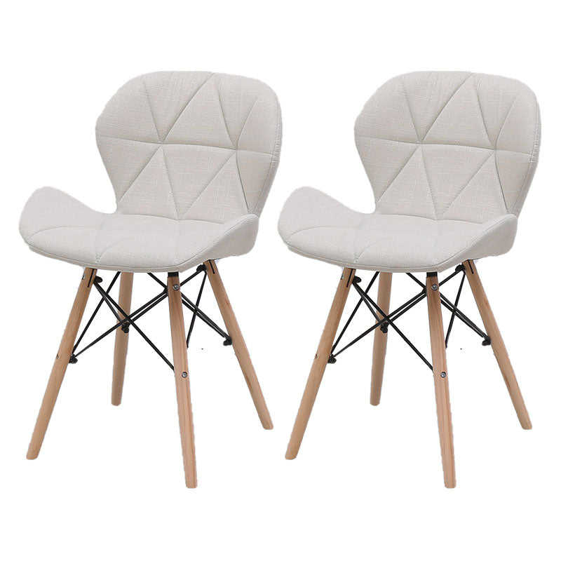 Contemporary Beech Wingback Side Chair Matte Finish Upholstered Dining Chair